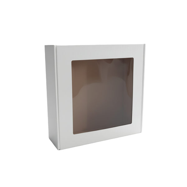 Pudełko z okienkiem fasonowe 20x20x5 cm białe