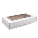 Pudełko z okienkiem fasonowe 38x24x7 cm białe
