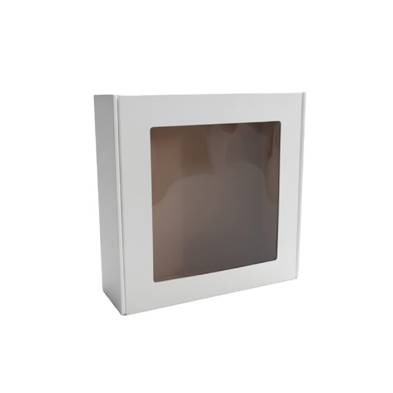 Pudełko z okienkiem fasonowe 25x25x7 cm białe