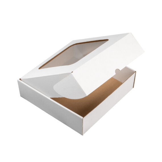 Pudełko z okienkiem fasonowe 25x25x7 cm białe