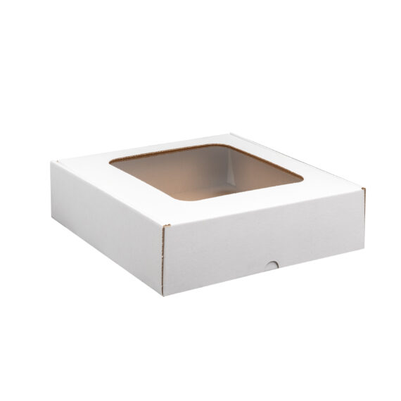 Pudełko z okienkiem fasonowe 25x25x7 cm białe