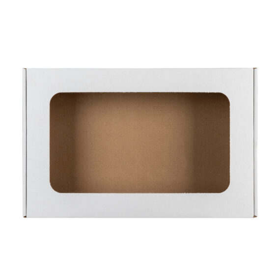 Pudełko z okienkiem fasonowe 38x24x7 cm białe