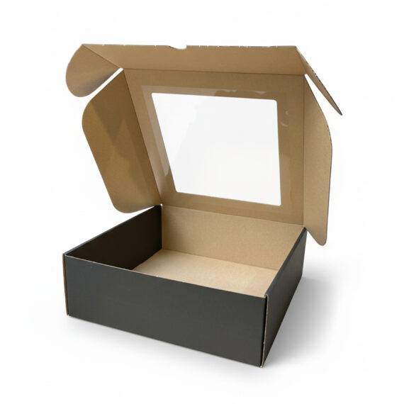 Pudełko z okienkiem fasonowe 30x30x10 cm czarne