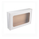 Pudełko z okienkiem fasonowe 38x24x7 cm białe